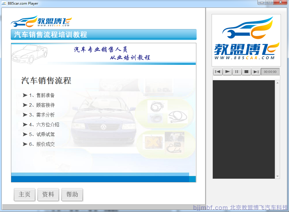 《汽車銷售流程視頻教程》全景視頻教學系統